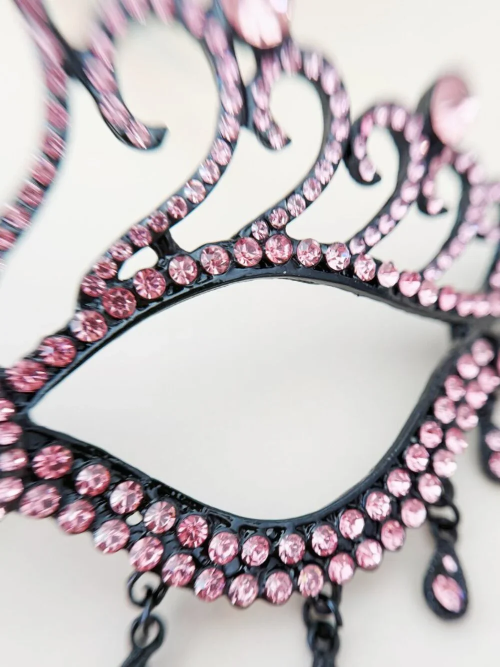 Pink Crystal Masquerade Mask, Crystal Eye Mask, Prom Ball Mask, Mardi Gras Mask